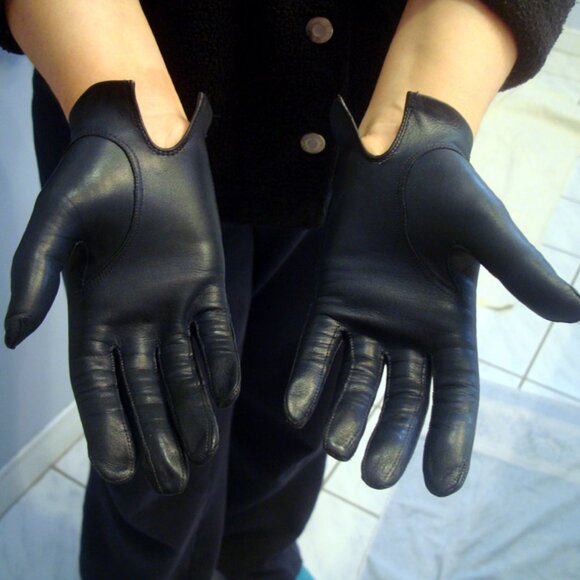 Other - Navy Blue Leather Gloves Woman – Size Small